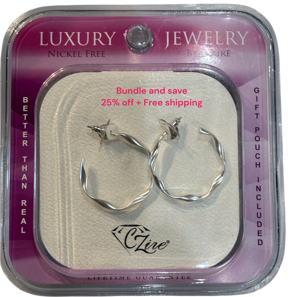 CZire Luxury Nickel Free Hoop Earrings With Gift Pouch